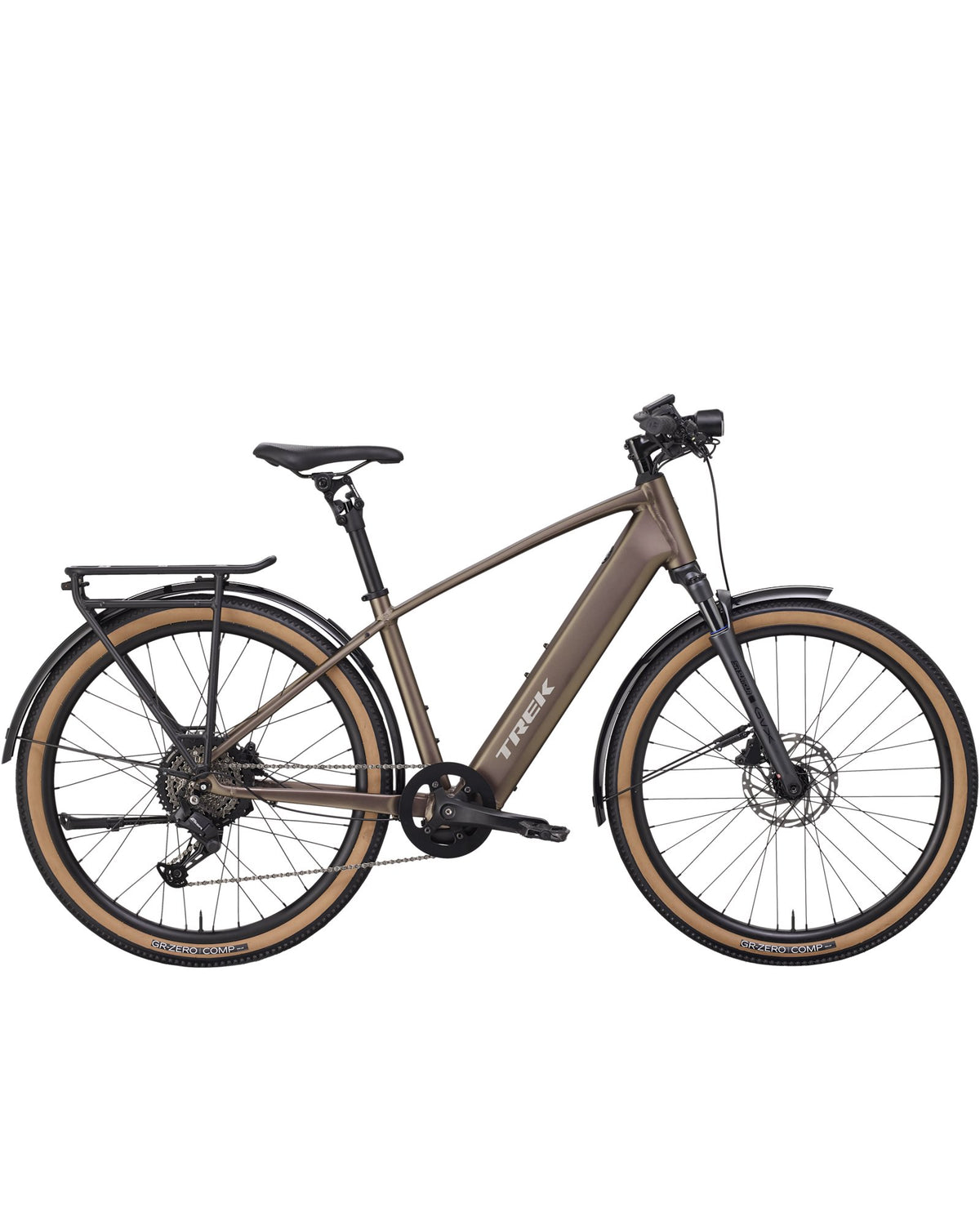 Trek FX+ 2 Step-Over Throttle Electric Bike - Bronze Age, side