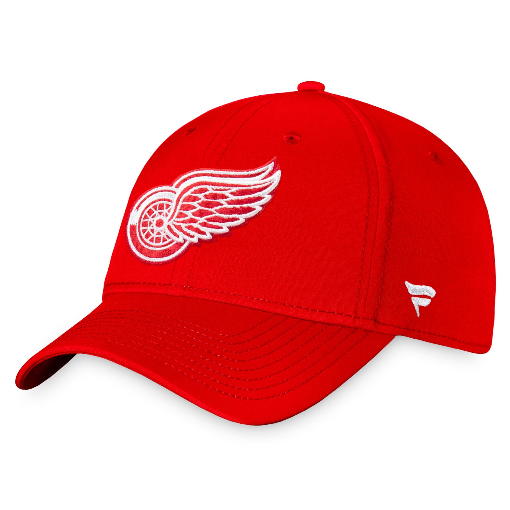 Detroit Red Wings Fanatics Red Core Primary Logo Flex Hat - three-quarter view