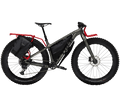 Trek Farley 9 fat bike with front and rear racks and frame bags, drive side