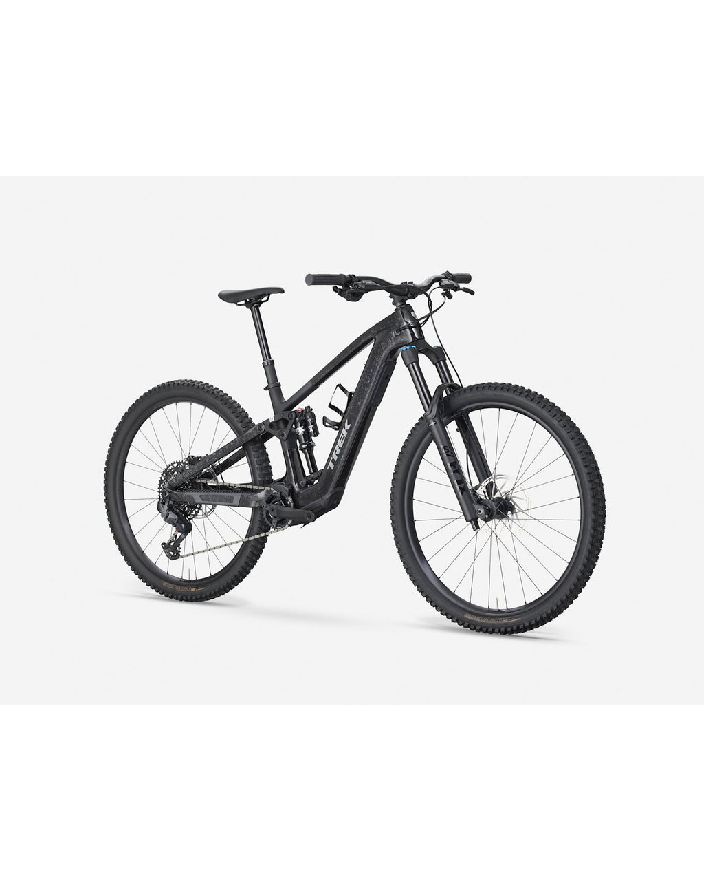 Trek Fuel+ EX 9.7 Gen 2 Electric Mountain Bike - Carbon Smoke, three-quarter front