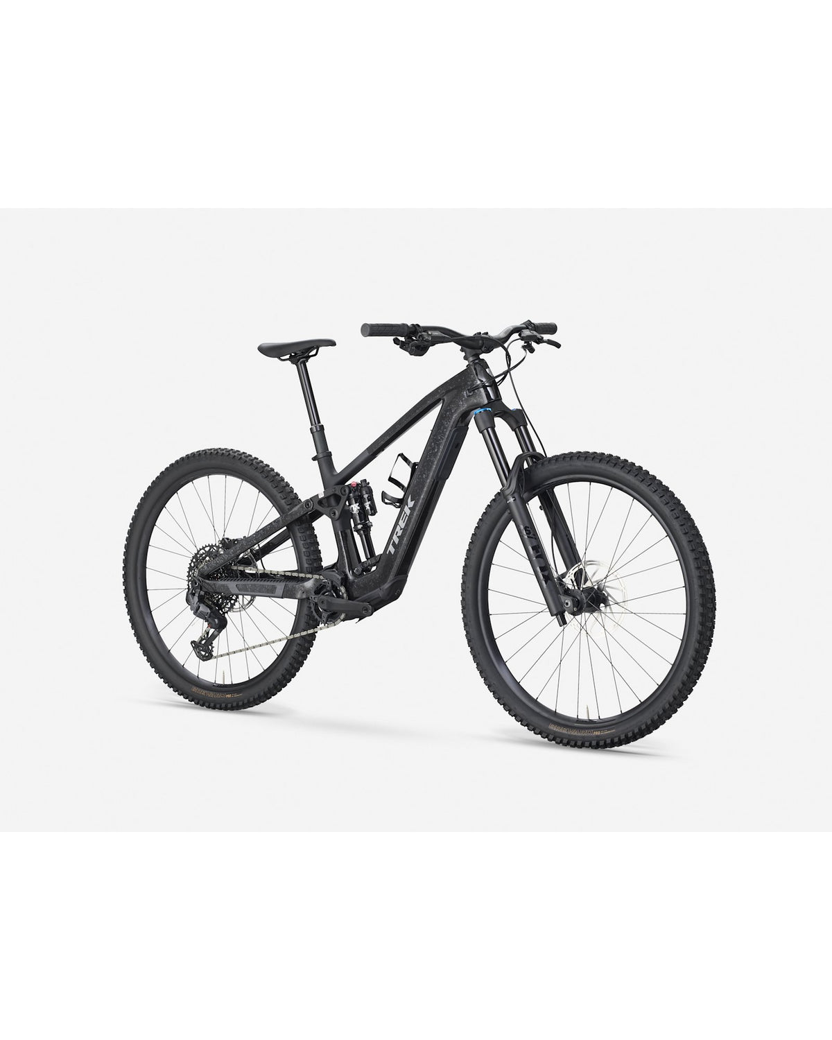 Trek Fuel+ EX 9.7 Gen 2 Electric Mountain Bike - Carbon Smoke, three-quarter front