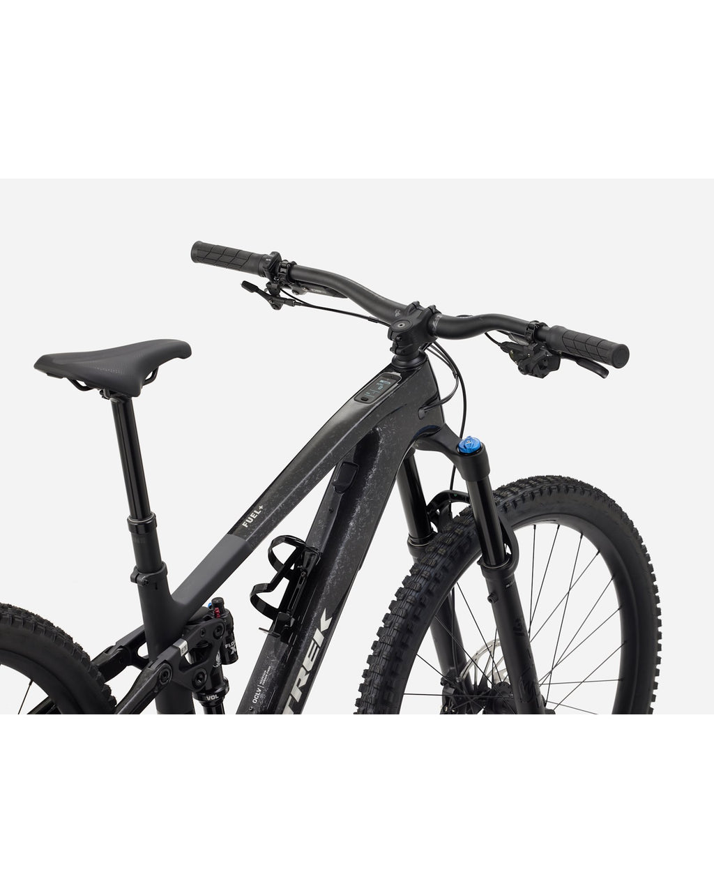 Trek Fuel+ EX 9.7 Gen 2 Electric Mountain Bike - Carbon Smoke, cockpit detail