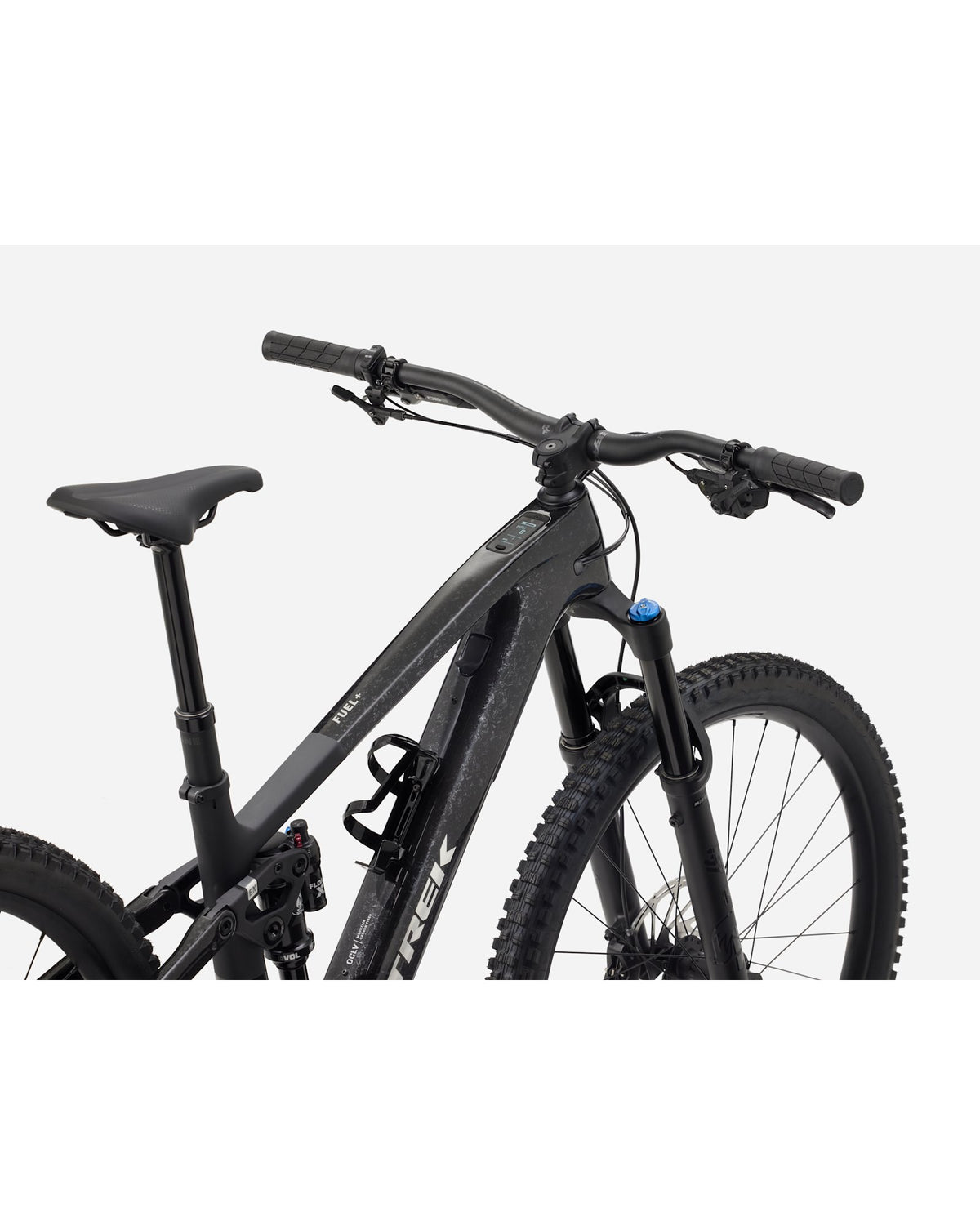 Trek Fuel+ EX 9.7 Gen 2 Electric Mountain Bike - Carbon Smoke, cockpit detail