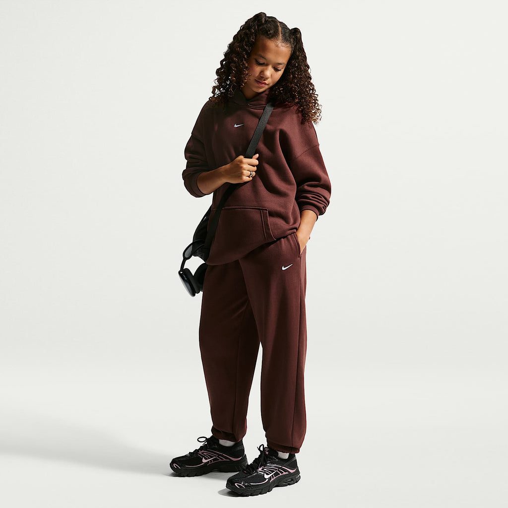 Nike Girl's Youth Sportswear Studio Fleece Loose Pants - Mystic Dates/White, front view