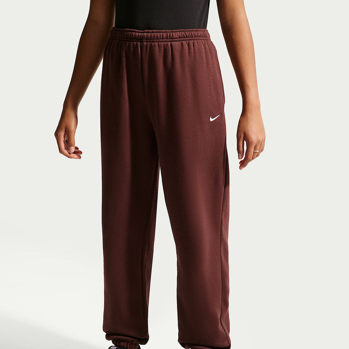 Nike Girl's Youth Sportswear Studio Fleece Loose Pants - Mystic Dates/White, front detail