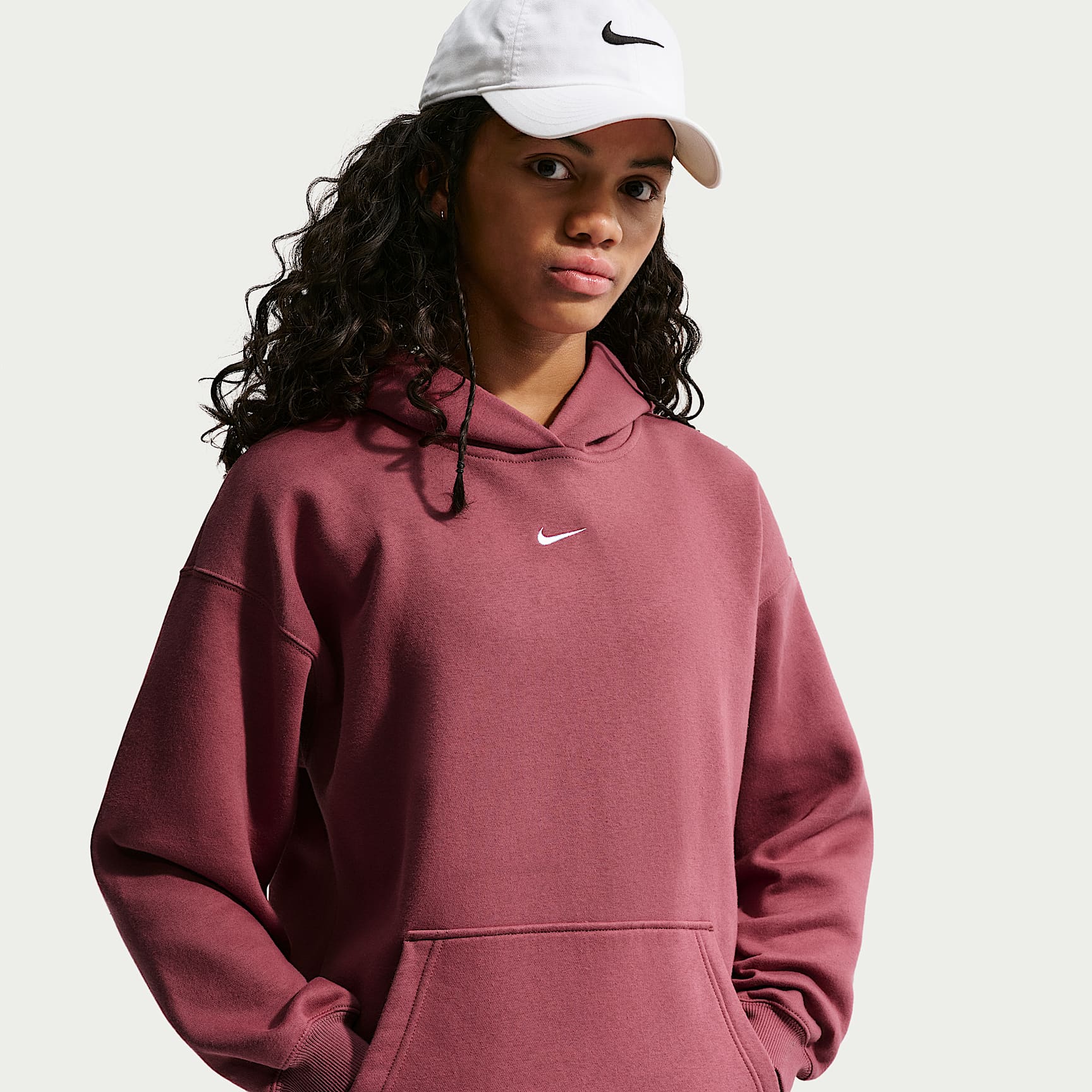 Nike Girl's Youth Sportswear Studio Fleece Oversized Pullover Hoodie