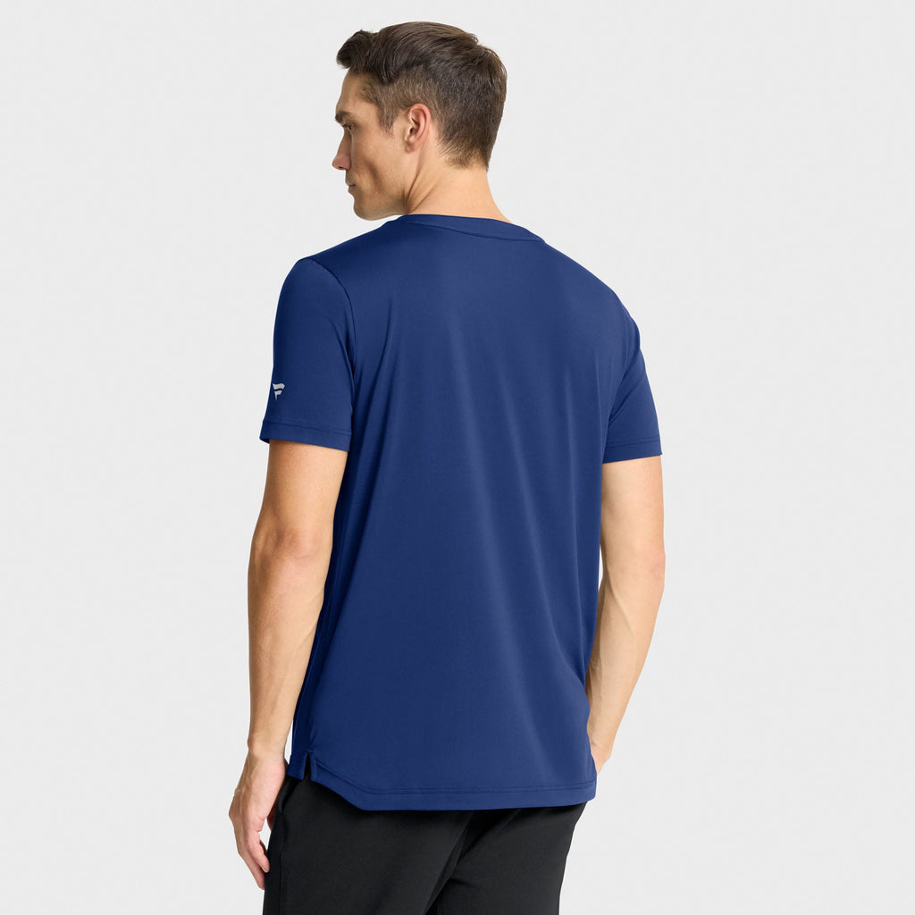 Vancouver Canucks Fanatics Blue Authentic Pro Rink Tech T-Shirt - on-model back