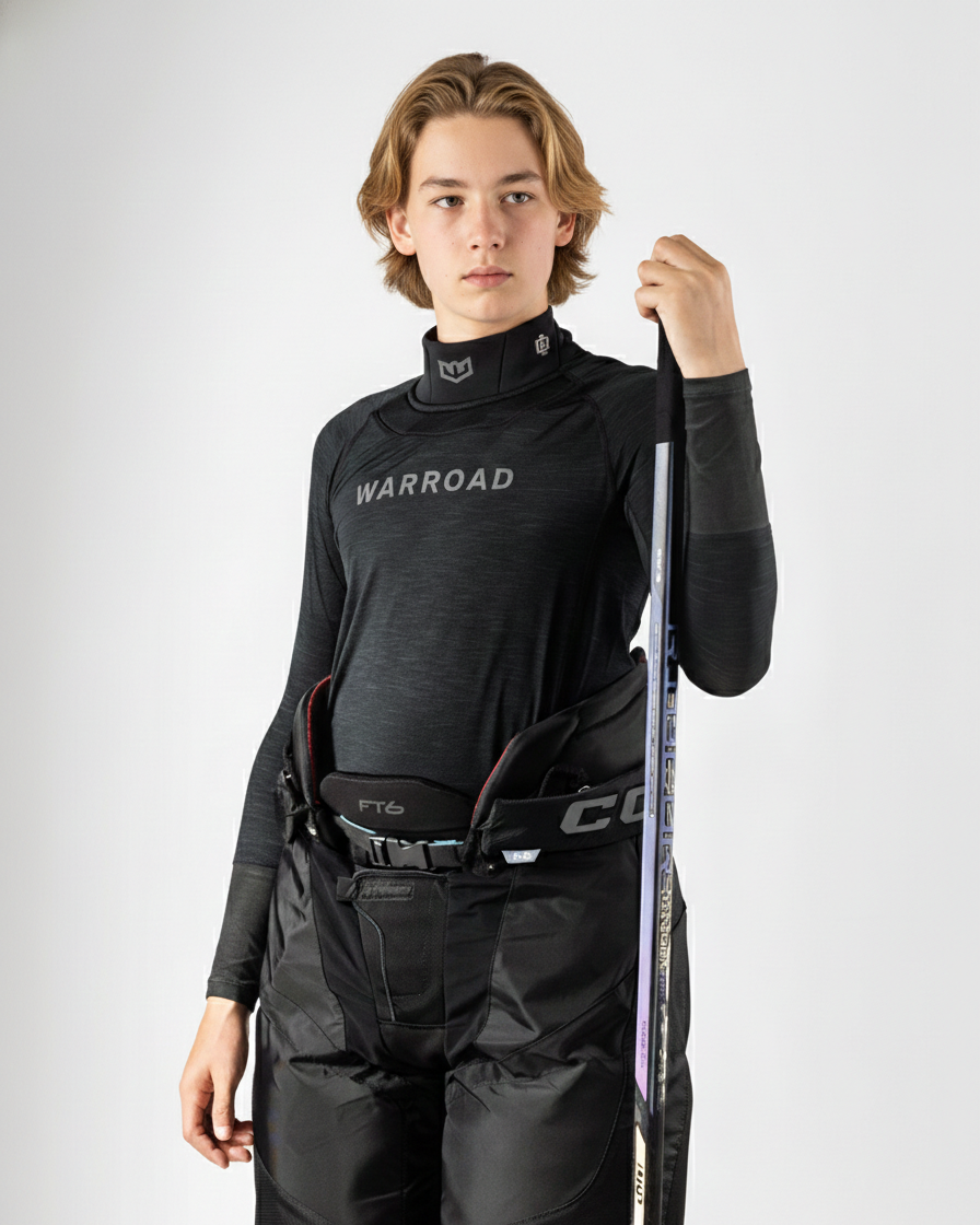 Warroad Youth Core TILO Neck & Wrist Top - Black - front, youth model