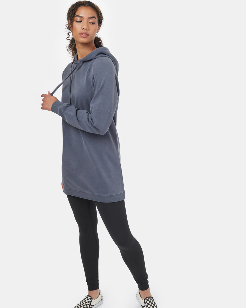 Tentree Oversized French Terry Hoodie Dress Periscope Grey - side