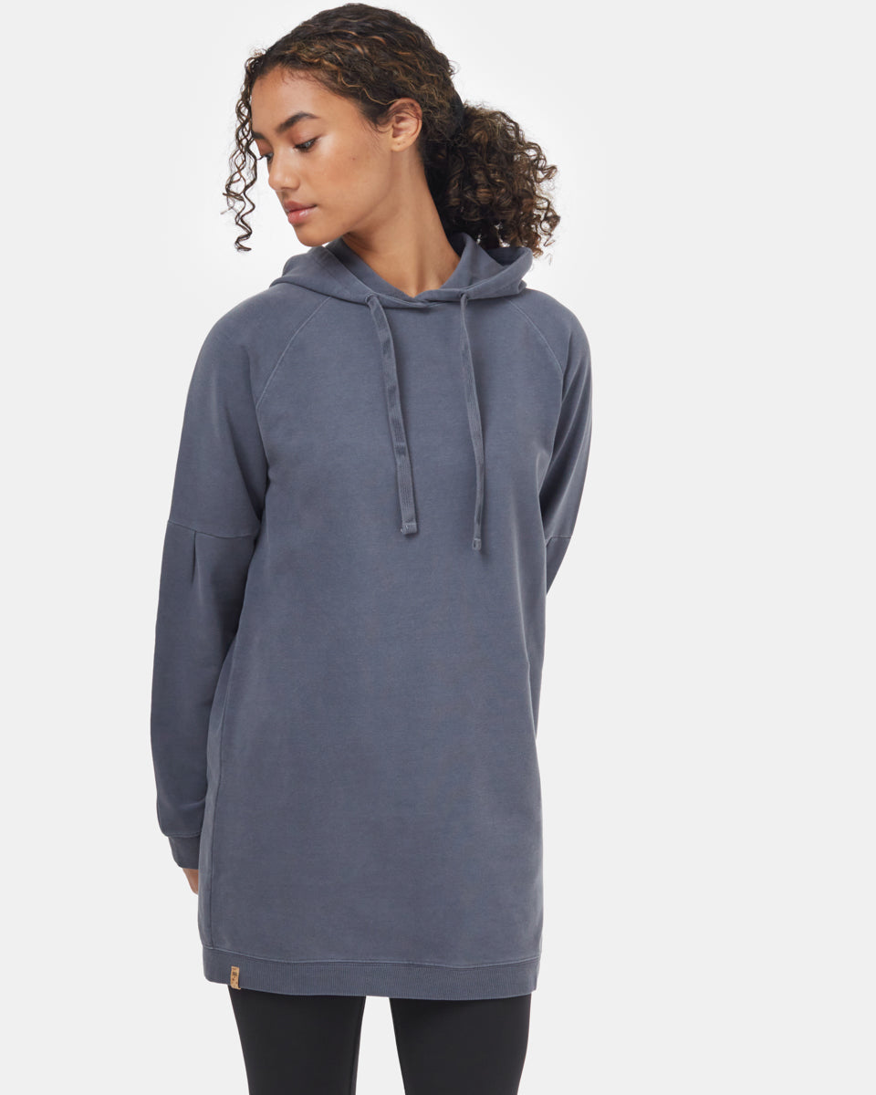 Tentree Oversized French Terry Hoodie Dress Periscope Grey - front