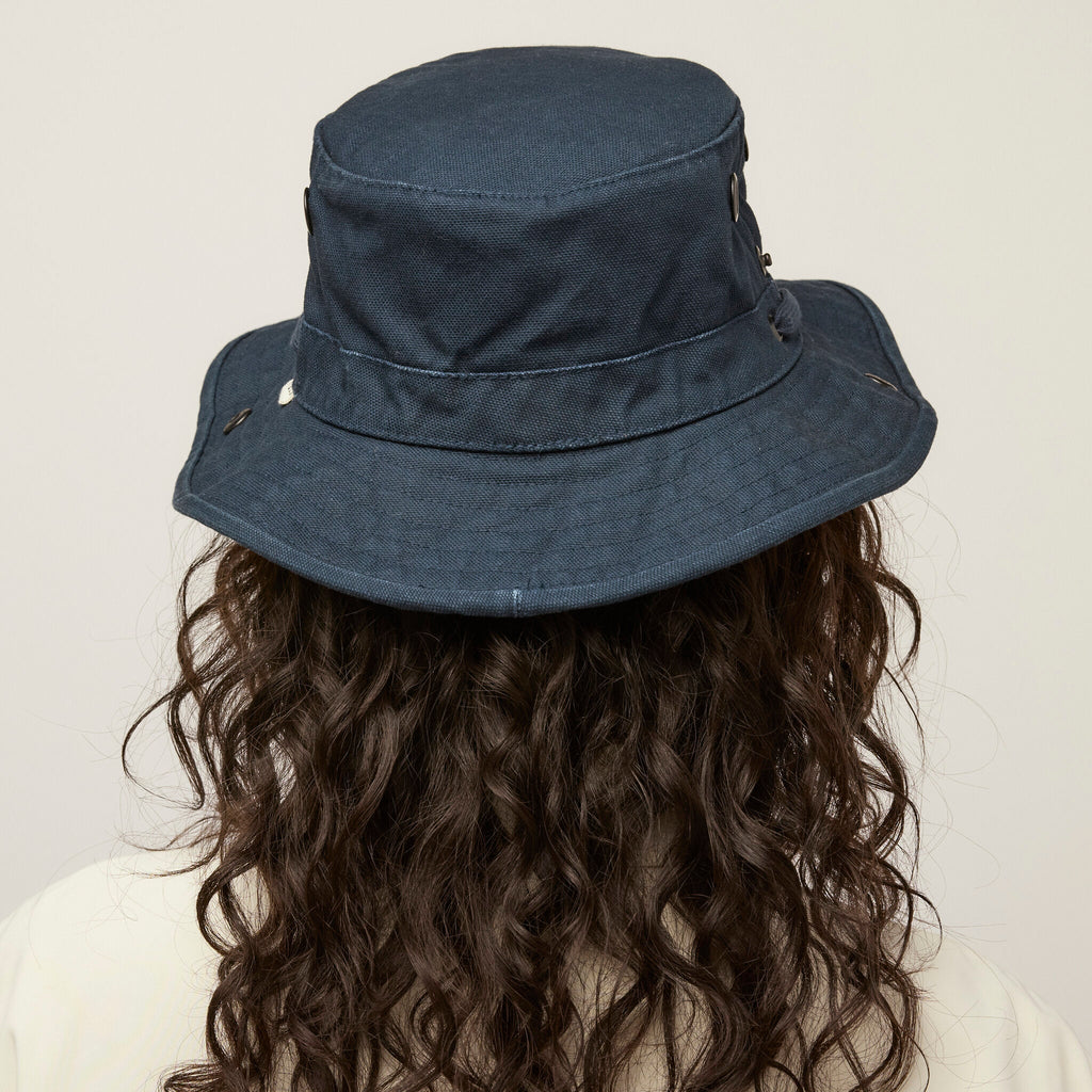 Tilley T3 Wanderer Hat in Dark Navy, back view on model