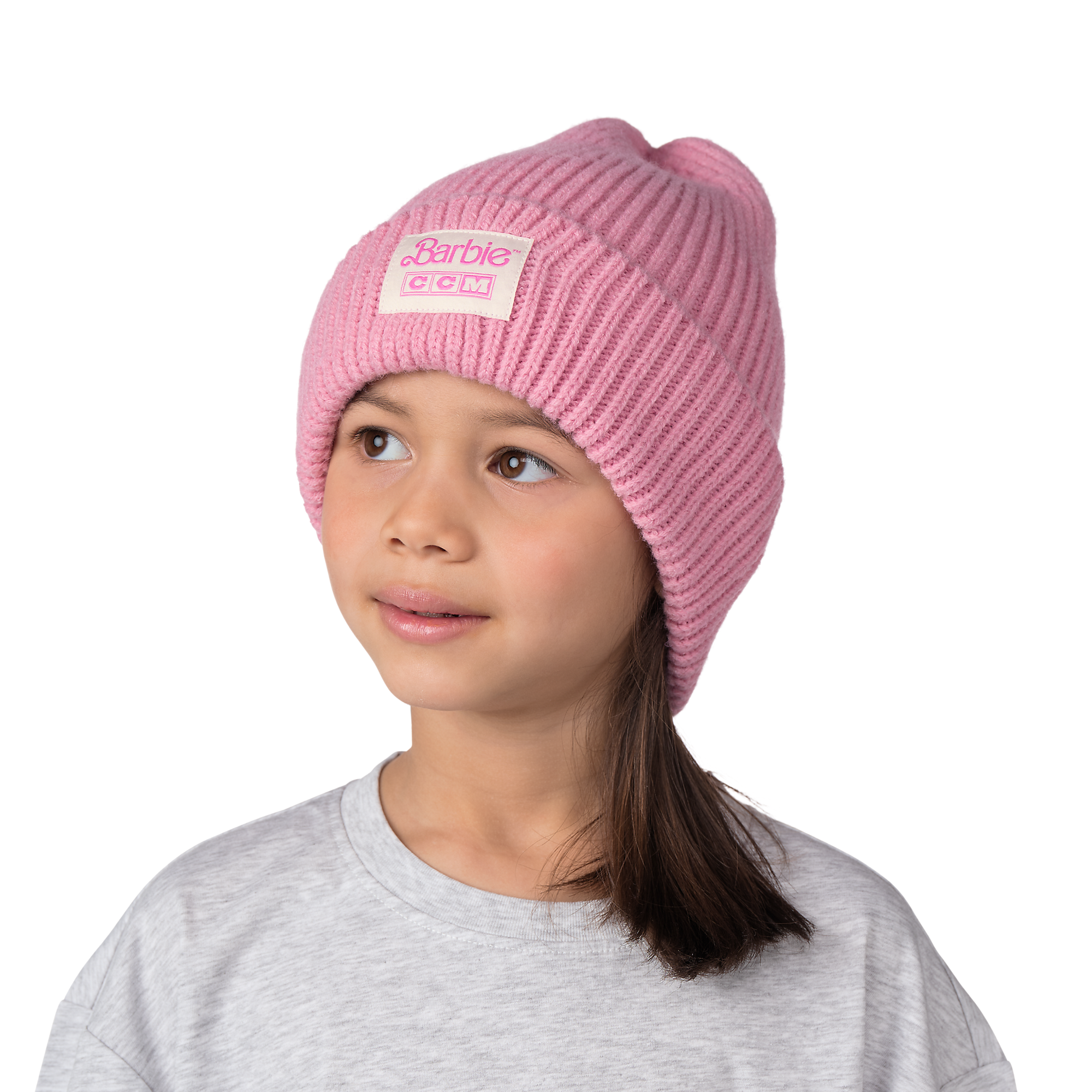 CCM Youth Toque - Pink, worn front view
