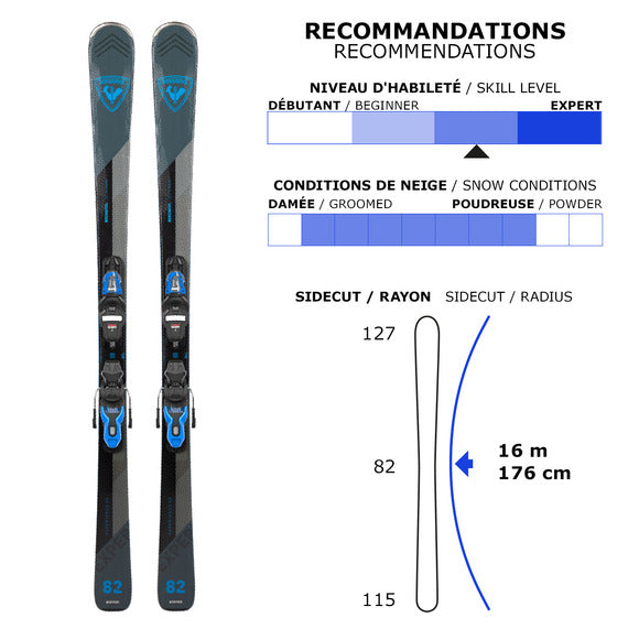 Rossignol Experience 82 BSLT/Xpress 11 GW All Mountain Alpine Skis