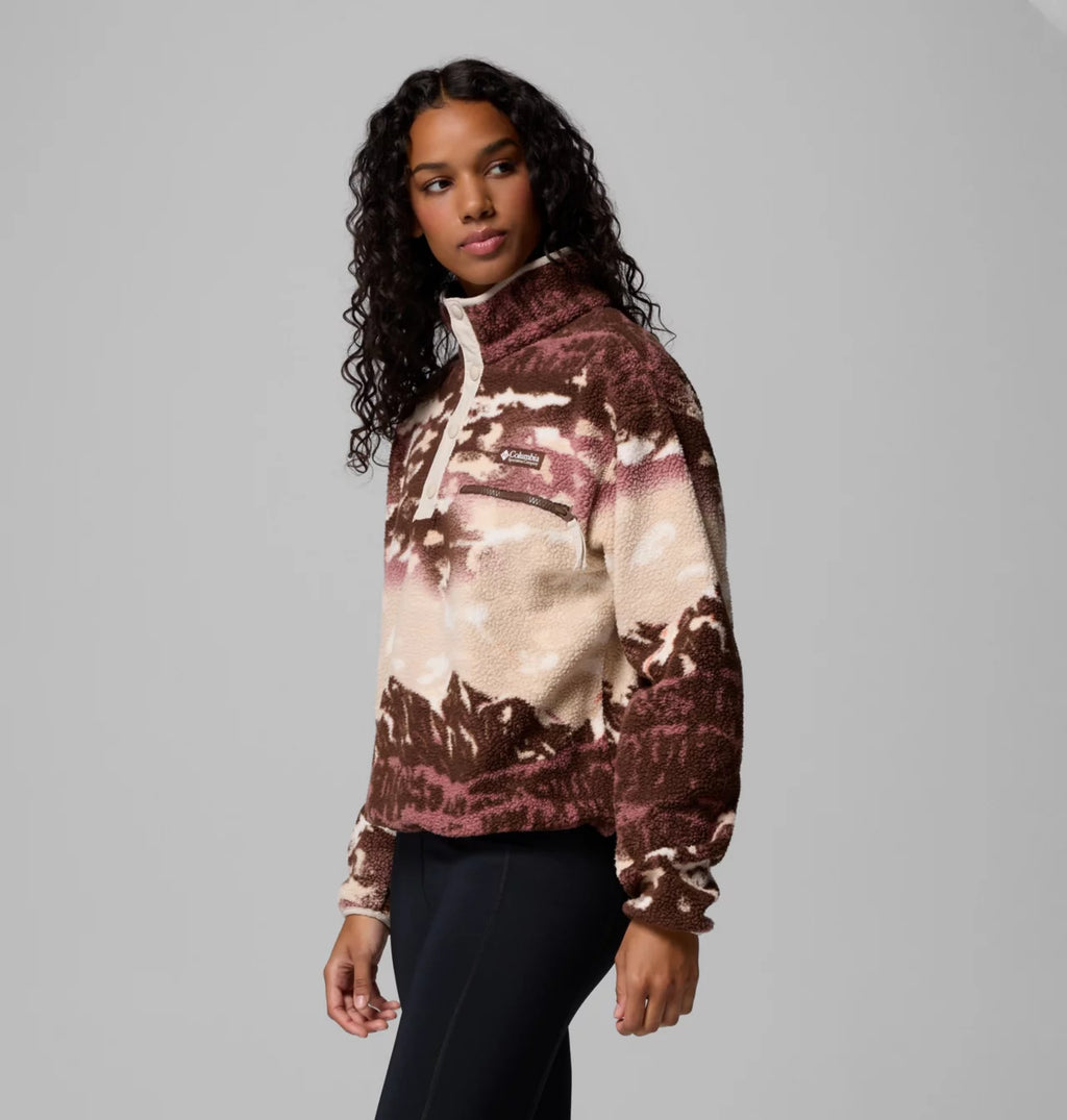 Columbia Women's Helvetia II Printed Cropped Half Snap Fleece Pullover