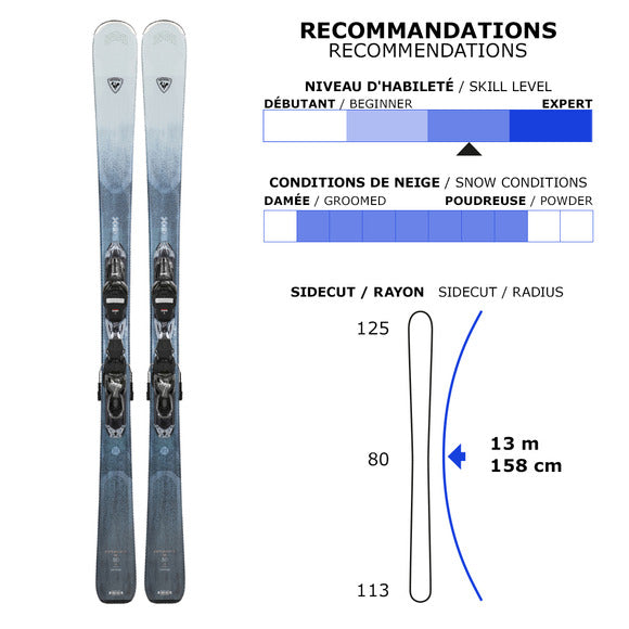 Rossignol Women's Experience 80 Carbon/Xpress 11 GW All Mountain Alpine Skis