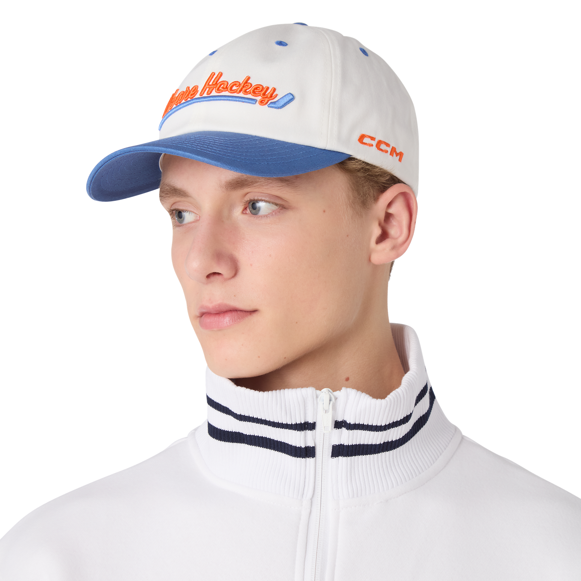 CCM Strip Low Profile Slouch Cap - White - angle