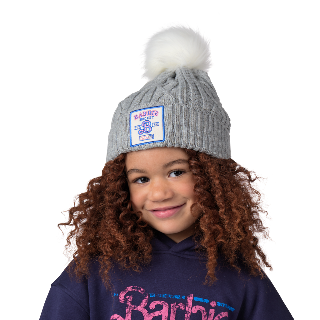 CCM Youth Barbie Toque - Grey, worn front view