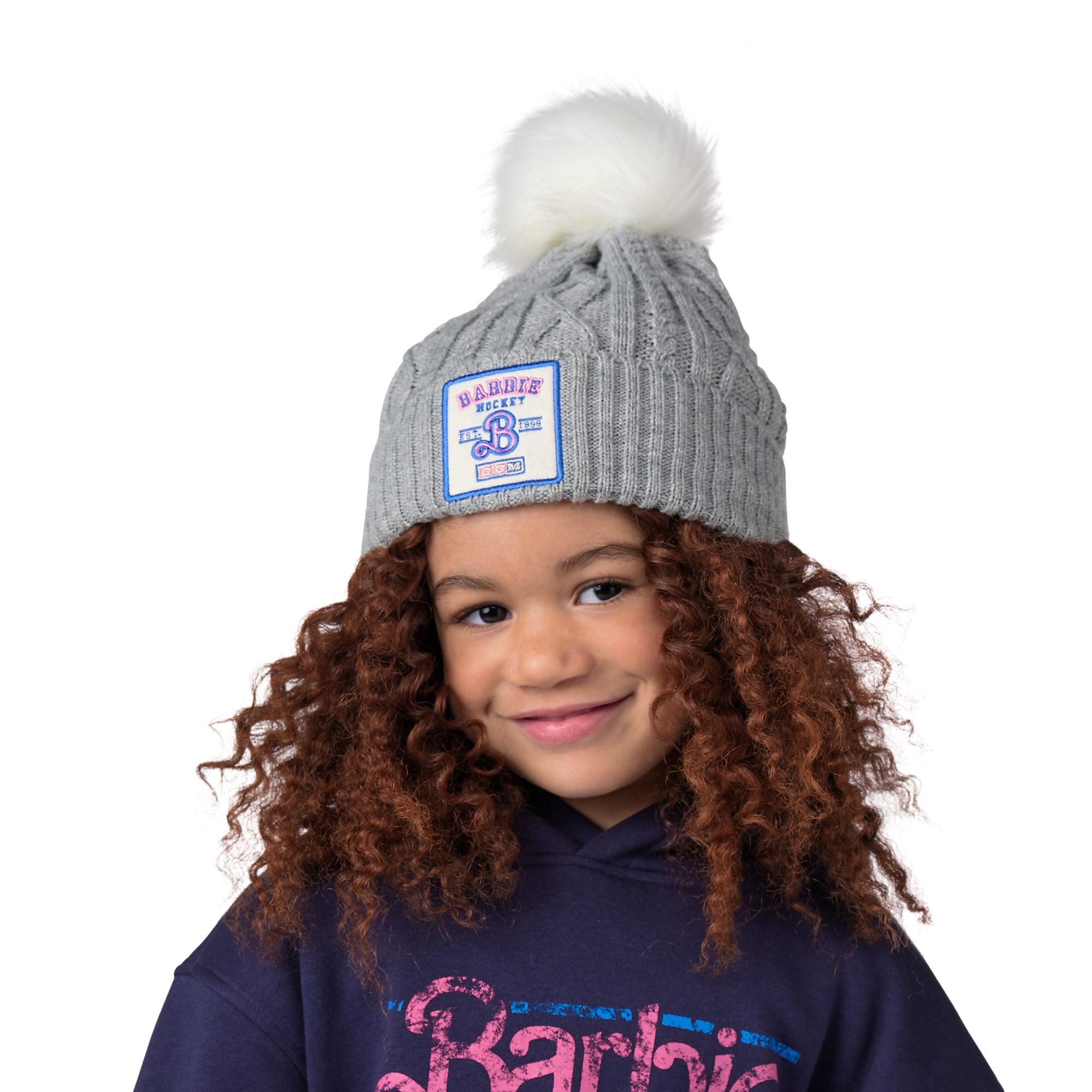 CCM Youth Barbie Toque - Grey, worn front view