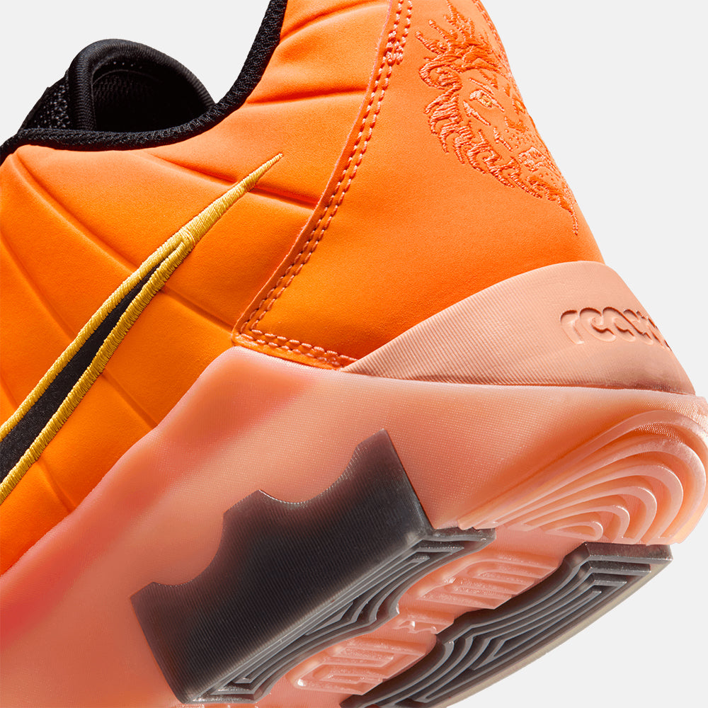 Nike LeBron Witness 9 basketball shoe, Total Orange, heel and midsole detail