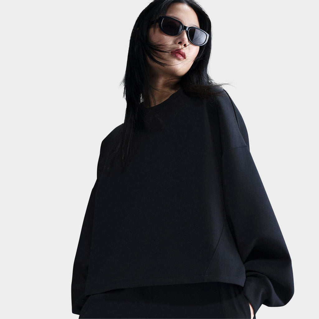 Nike 24.7 ImpossiblySoft Women's Dri-FIT Oversized Crew-Neck Top - Black/Dark Smoke Grey, front