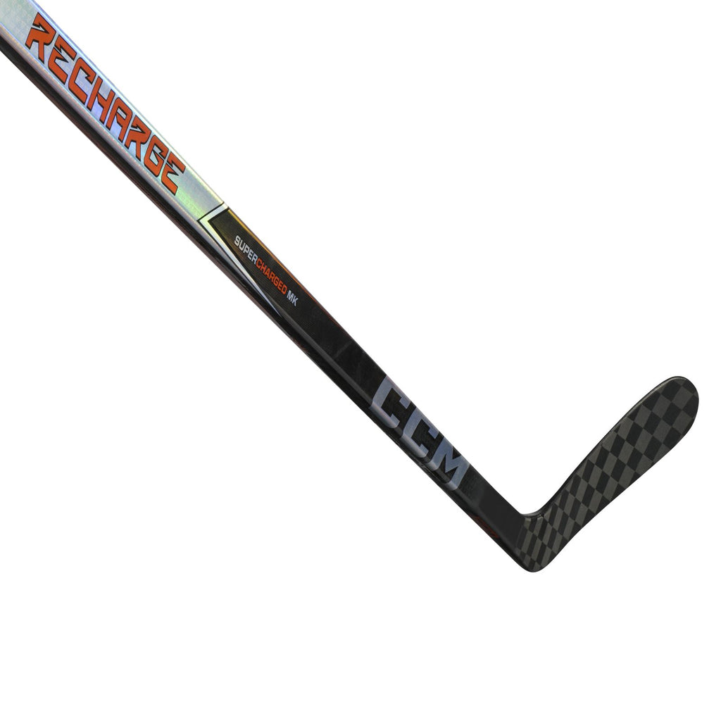 CCM Senior Tacks Recharge Hockey Stick - Black, blade and lower shaft detail