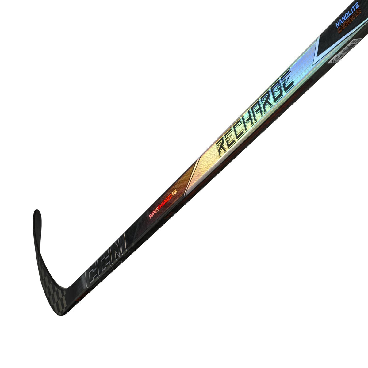 CCM Senior Tacks Recharge Hockey Stick - Black, blade detail, reverse angle