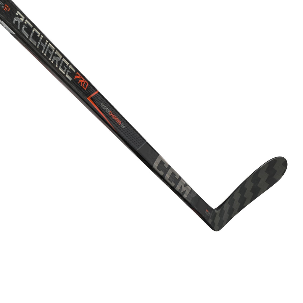 CCM Senior Tacks Recharge Pro Hockey Stick - Black/Orange, blade and lower shaft detail