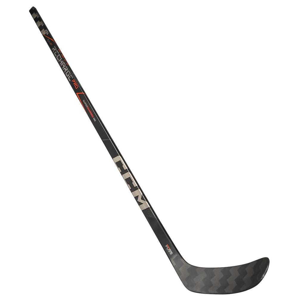 CCM Senior Tacks Recharge Pro Hockey Stick - Black/Orange, full stick reverse view