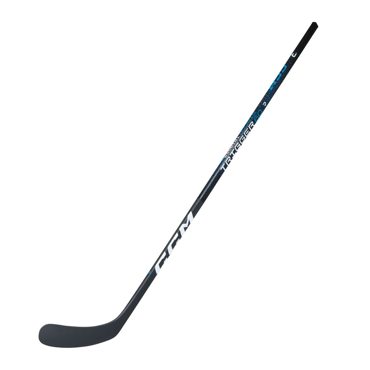 CCM Junior Ribcor Trigger 60 Hockey Stick - Black/Blue, front view