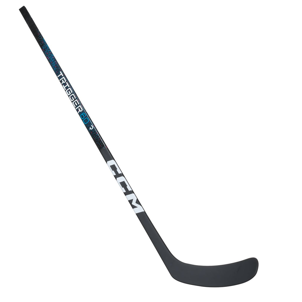 CCM Intermediate Ribcor Trigger 60 Hockey Stick - Black/Blue, full stick reverse view