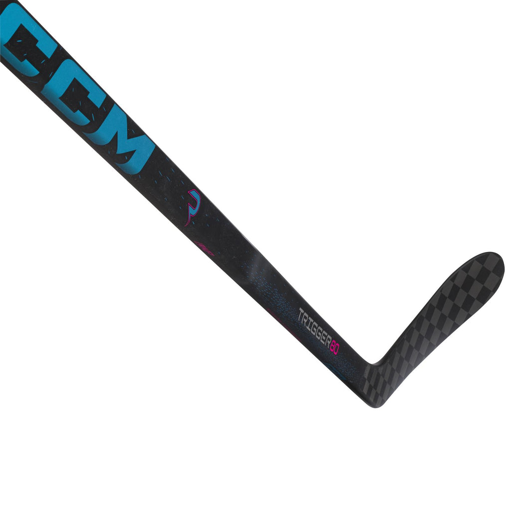 CCM Senior Ribcor Trigger 80 Hockey Stick - Black/Blue, blade and lower shaft detail