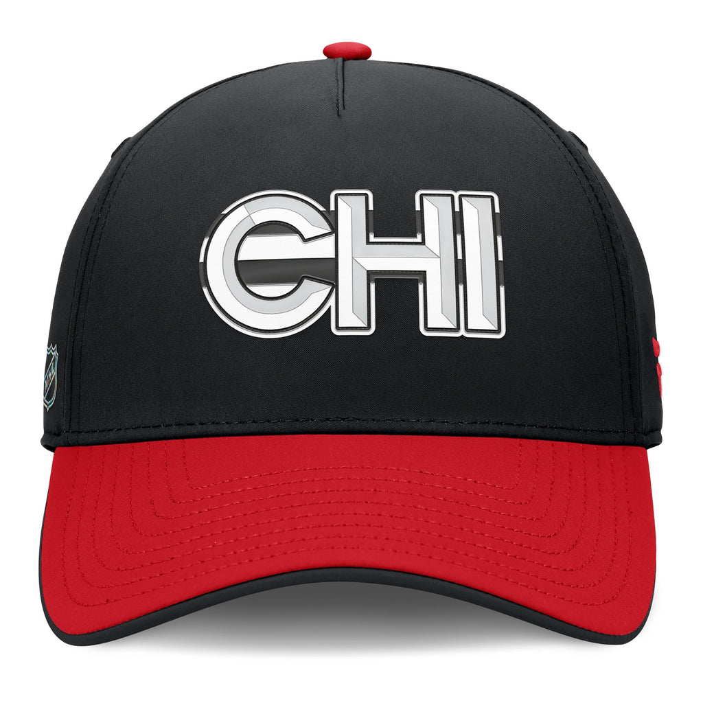 Chicago Blackhawks Fanatics Authentic Pro Rink Team Code Flex Hat Black/Red - front