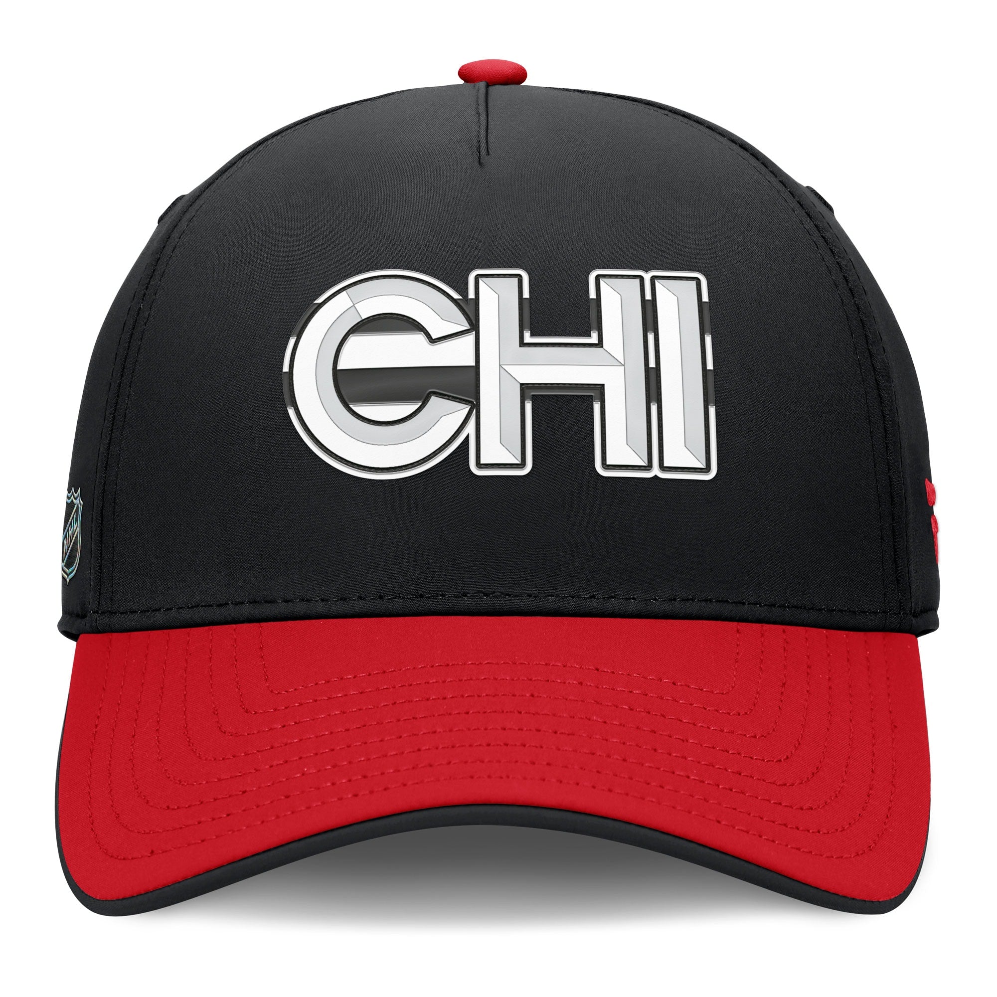 Chicago Blackhawks Fanatics Authentic Pro Rink Team Code Flex Hat Black/Red - front