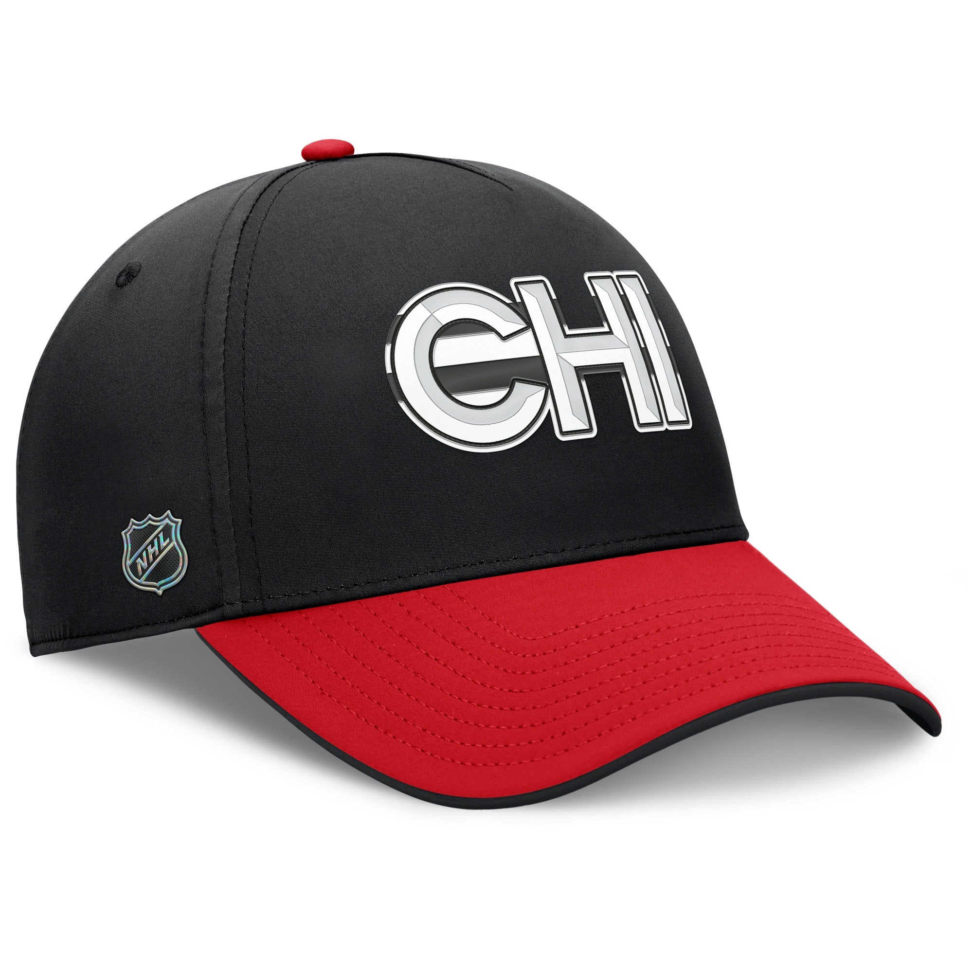 Chicago Blackhawks Fanatics Authentic Pro Rink Team Code Flex Hat Black/Red - side