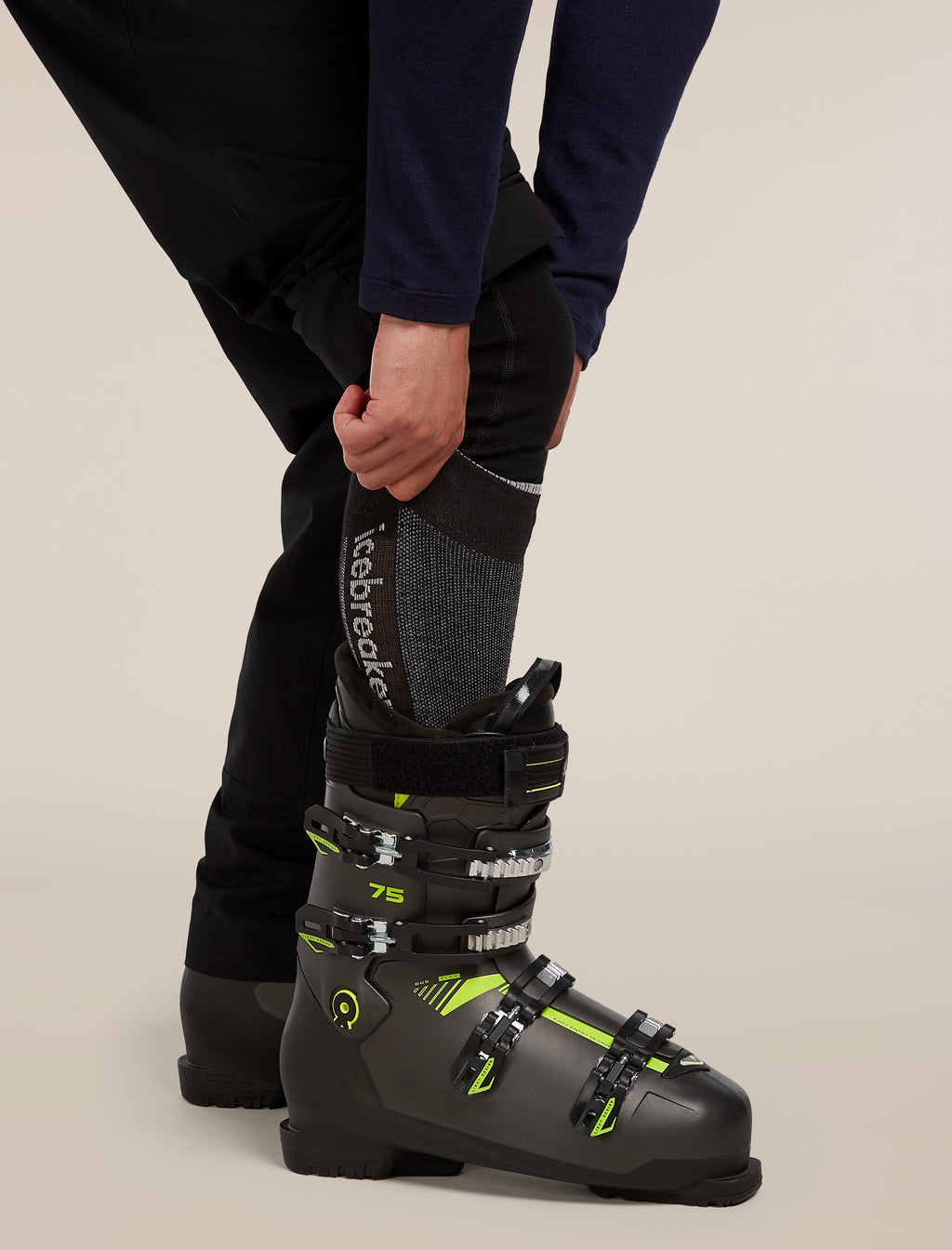 Icebreaker Men's Merino Ski+ Light Over The Calf Socks - Black/Ether, view 3