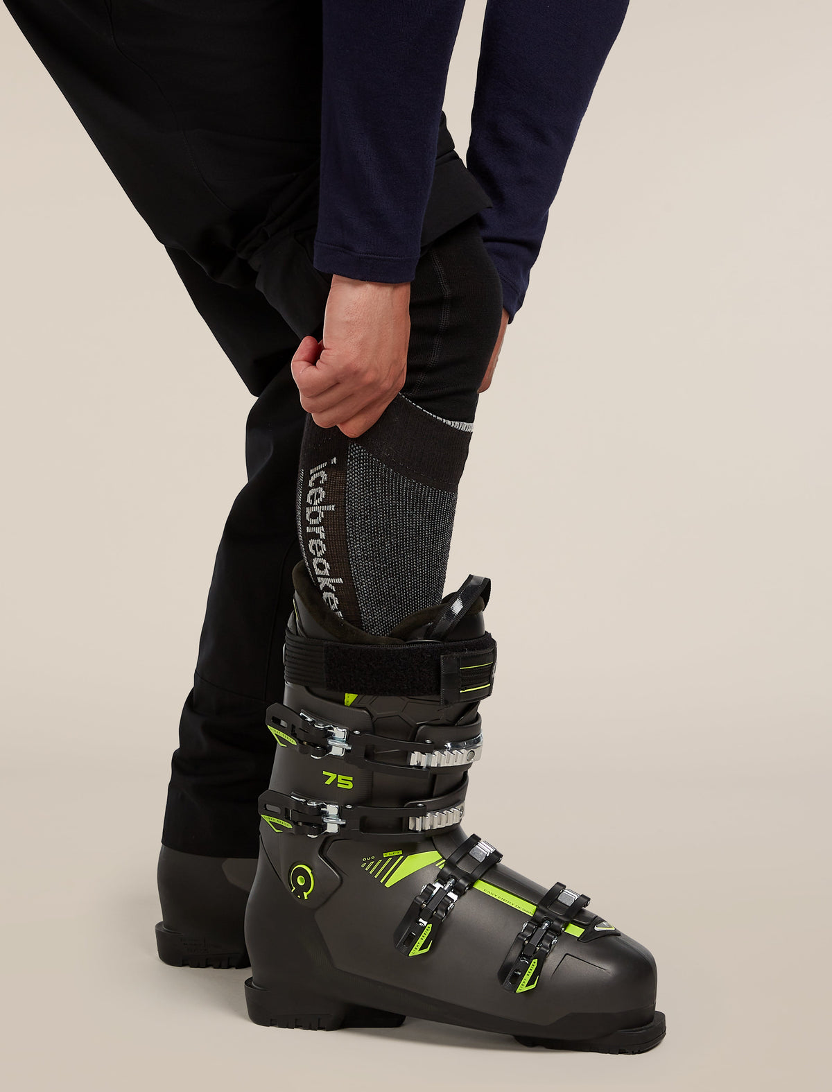 Icebreaker Men's Merino Ski+ Light Over The Calf Socks - Black/Ether, view 3