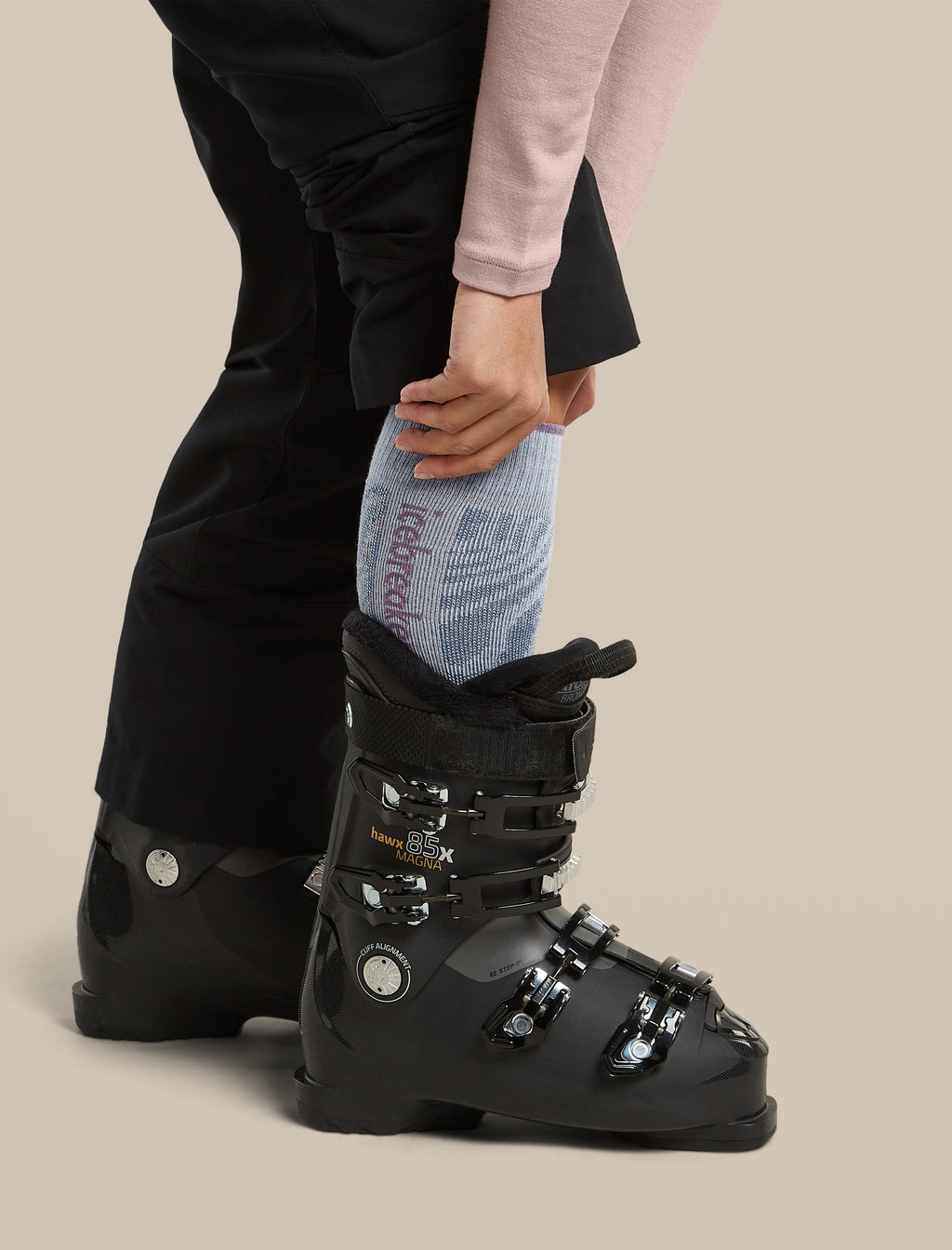 Icebreaker Women's Merino Blend Ski+ Medium Over The Calf Socks Mountain Contour - Zinc/Plum, view 4