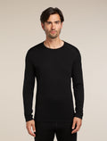 Icebreaker Men's Merino 260 Tech Long Sleeve Crewe Base Layer Top - Black - front