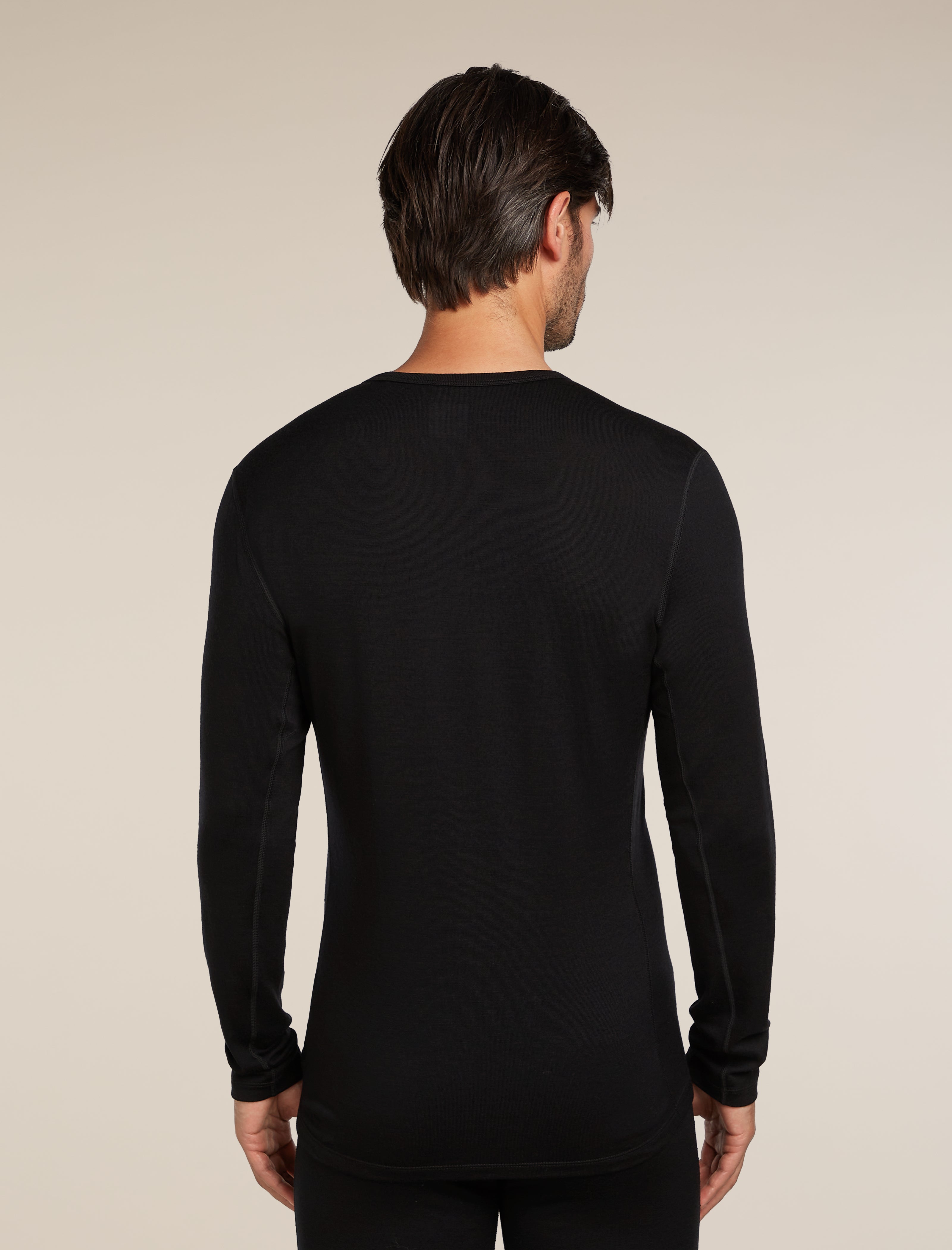 Icebreaker Men's Merino 260 Tech Long Sleeve Crewe Base Layer Top - Black - back