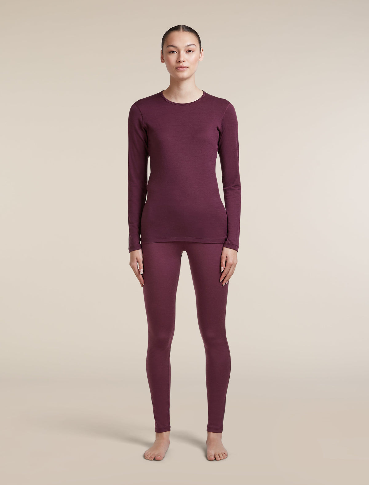 Icebreaker Women's 200 Oasis Long Sleeve Crew - Dark Berry, view 3