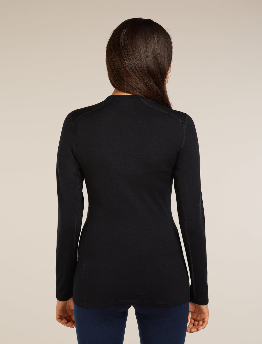 Icebreaker Women's Merino 260 Tech Long Sleeve Crewe Thermal Top - Black - back