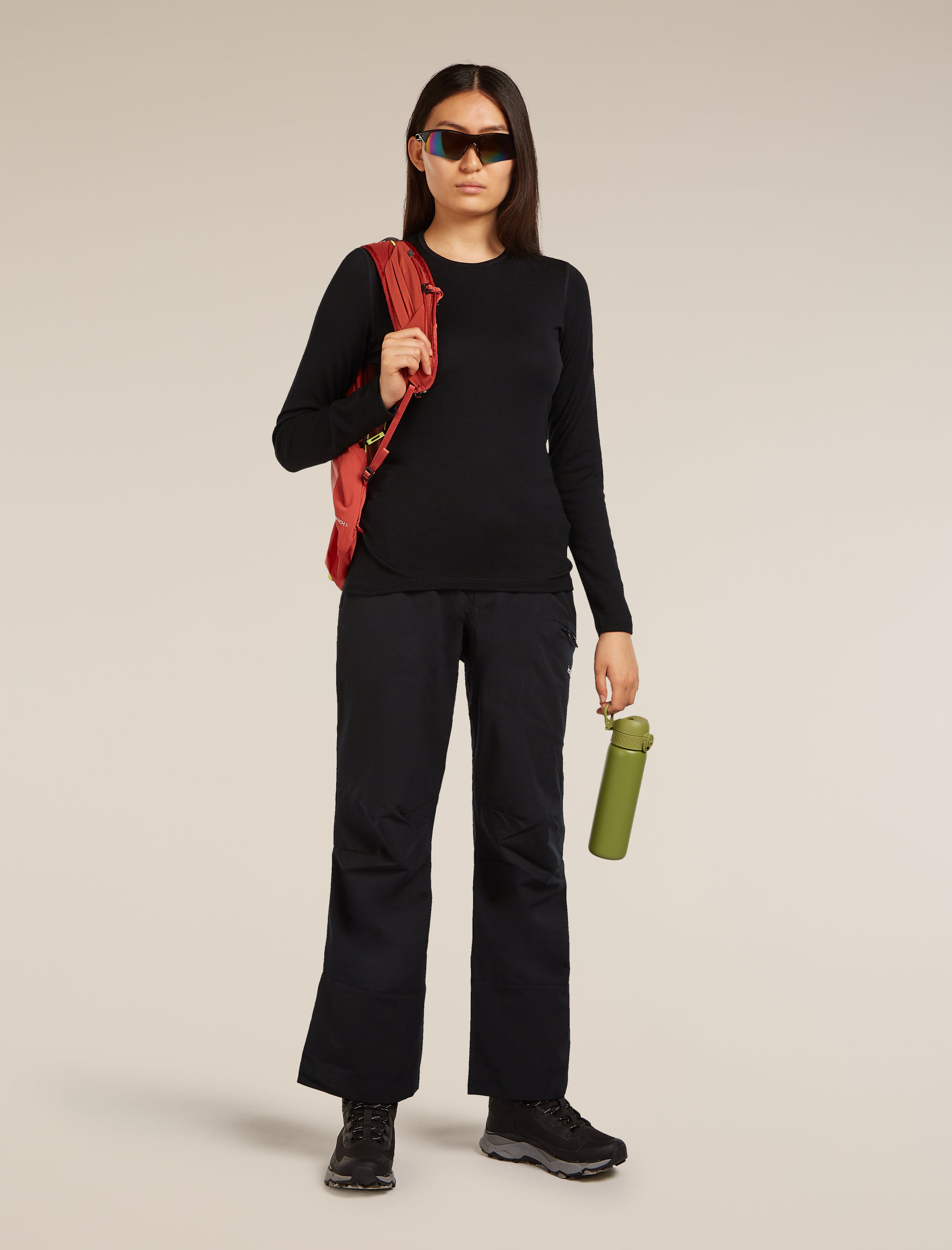 Icebreaker Women's Merino 260 Tech Long Sleeve Crewe Thermal Top - Black - worn out and about