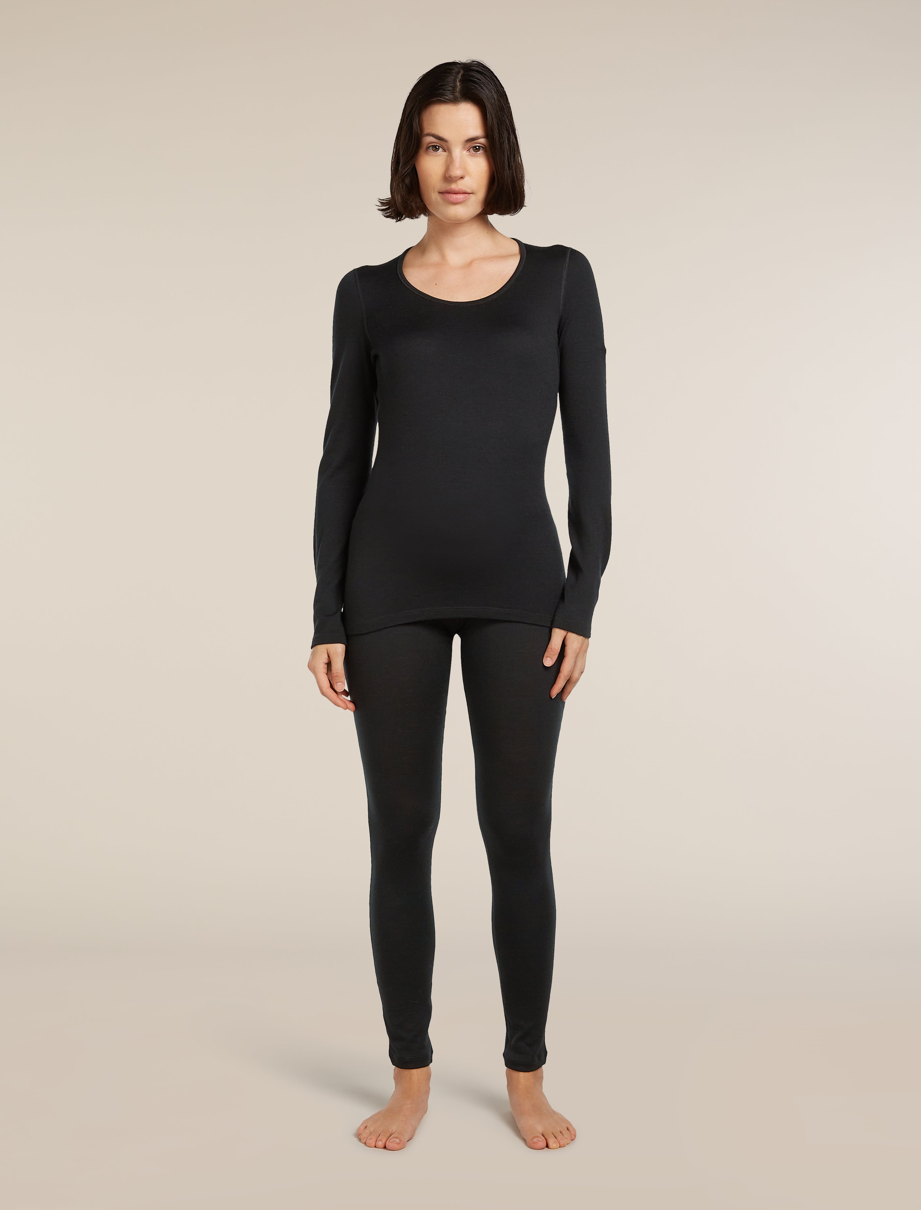 Icebreaker Women's Merino 260 Tech Thermal Leggings - Black - full length on model