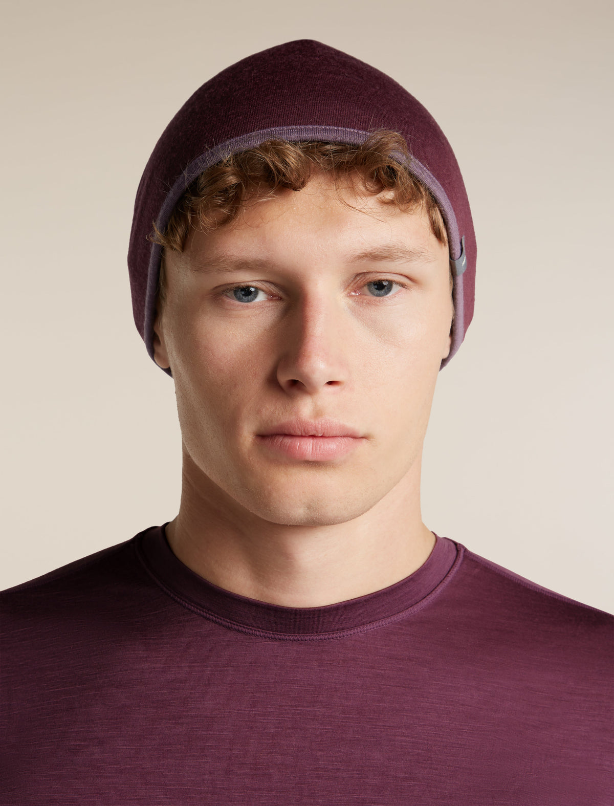 Icebreaker Pocket Hat Adult Reversible Toque - Dark Berry/Plum, front