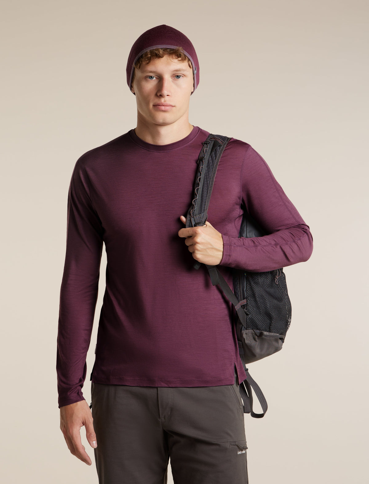 Icebreaker Pocket Hat Adult Reversible Toque - Dark Berry/Plum, view 3
