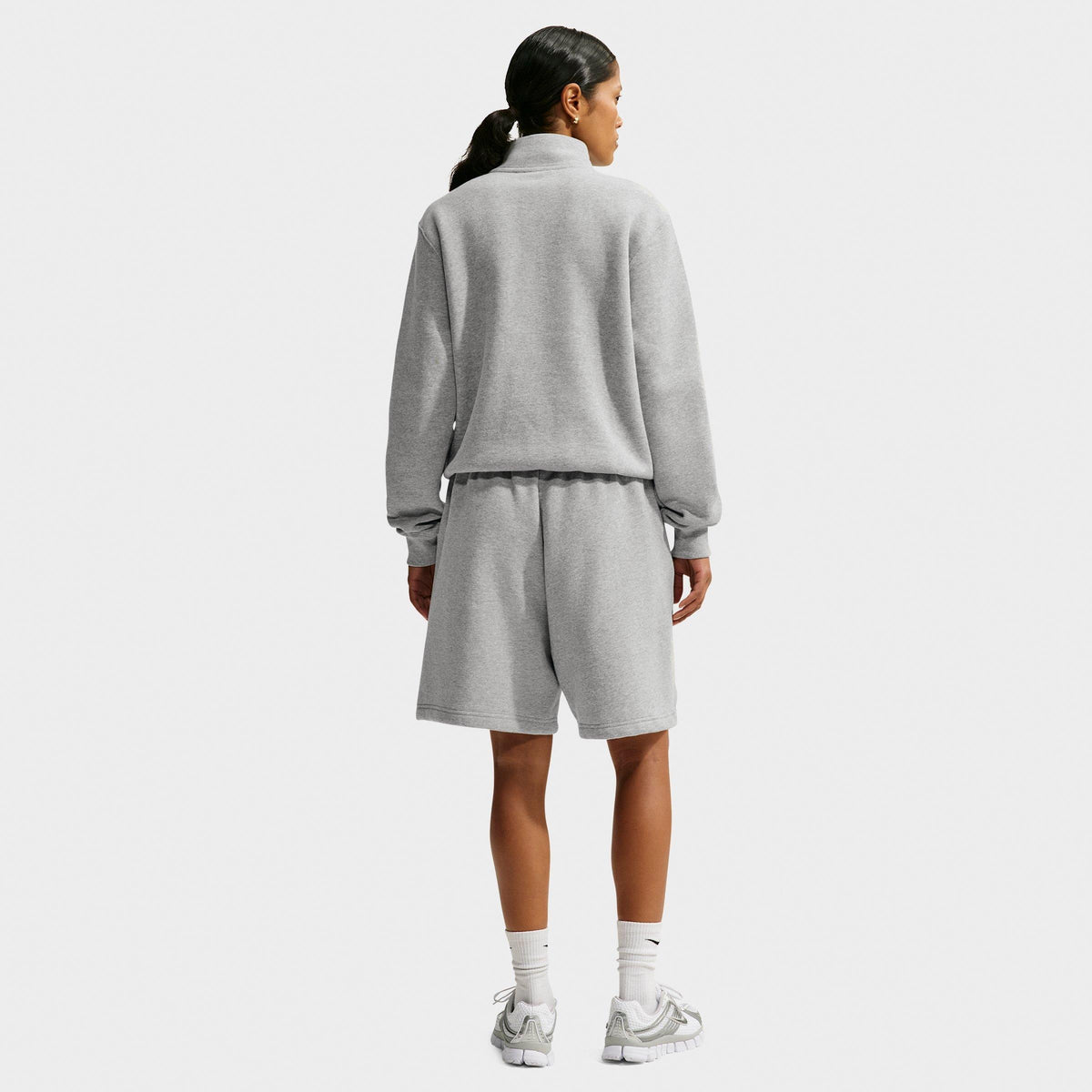 Nike Studio Fleece Medium Weight Women's 1/4-Zip Top - Dark Grey Heather, back