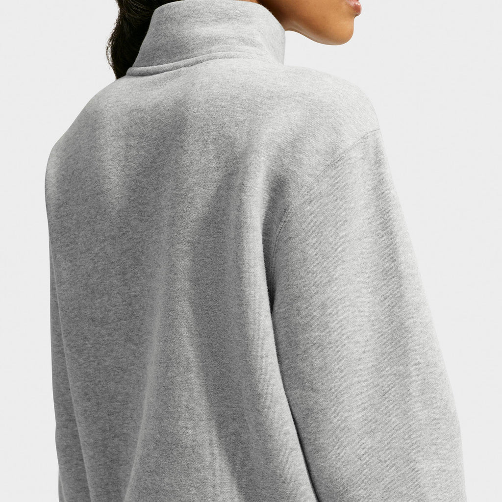 Nike Studio Fleece Medium Weight Women's 1/4-Zip Top - Dark Grey Heather, detail