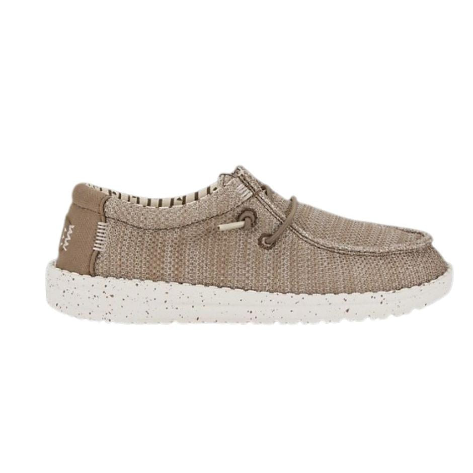 HEYDUDE Youth Wally Stretch Sox Shoes - Walnut