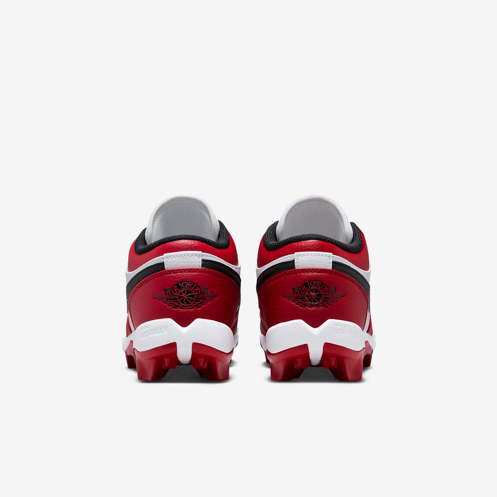 Jordan 1 Low Kids' Cleat - White/Gym Red/Black - rear