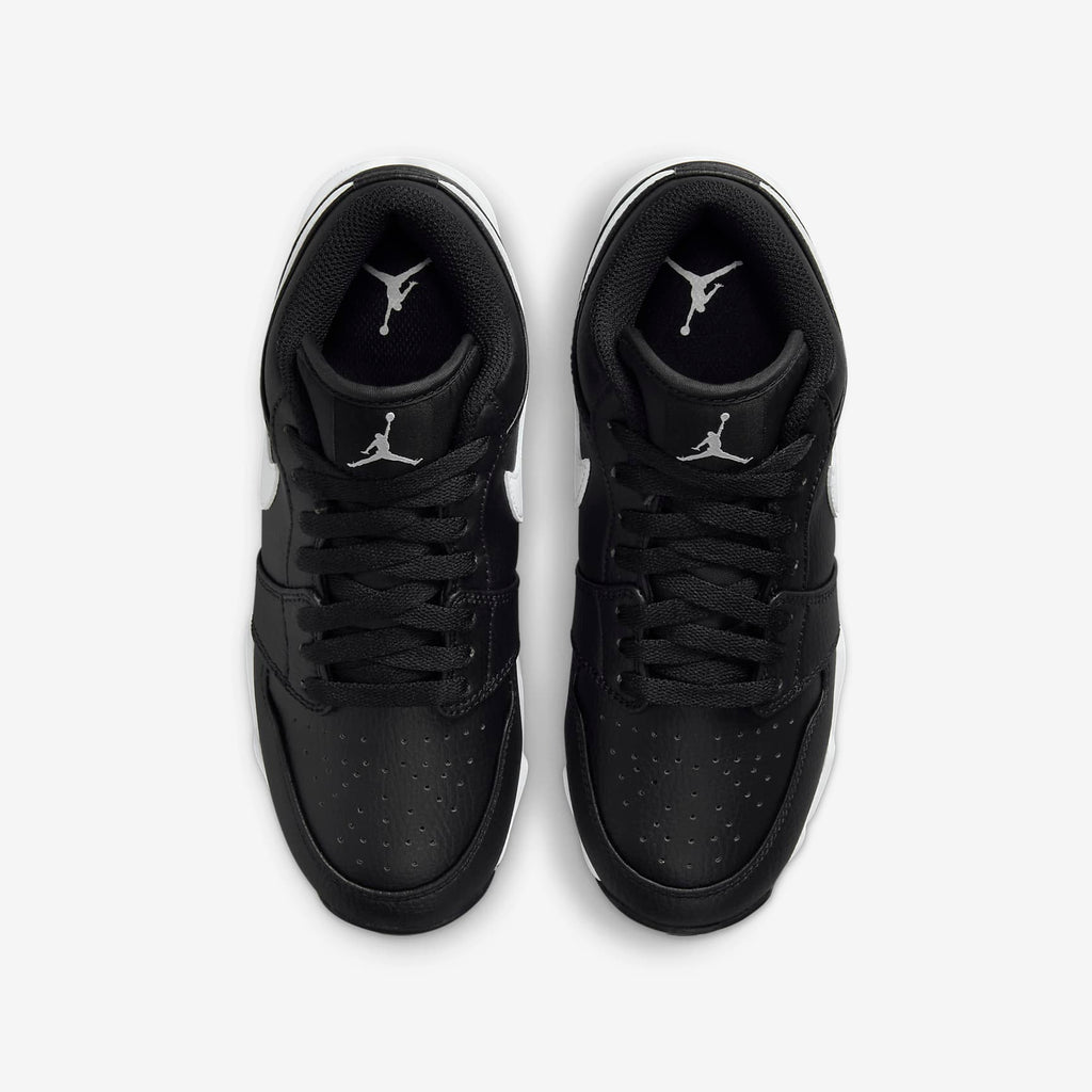 Jordan 1 Low Kids' Cleat - Black/White - top-down
